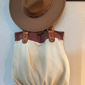 Lucky Brand Cream and Brown Tote Bag